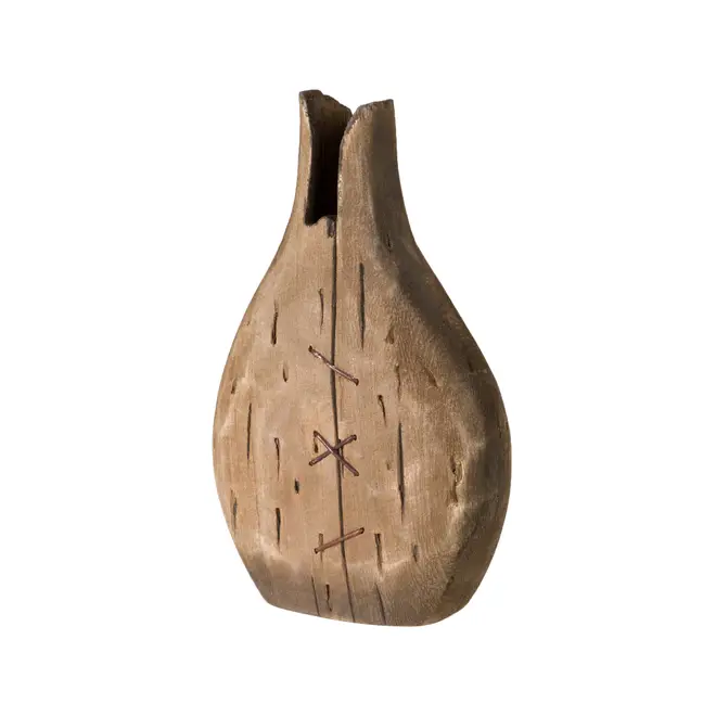 VASO DECORATIVO 21 CM PAULOWNIA - MARROM/MANJERICÃO - Foto 2