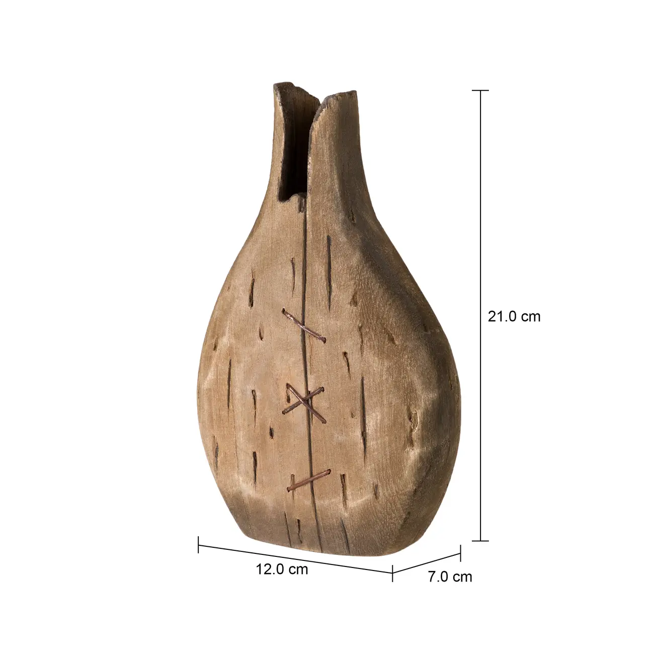 VASO DECORATIVO 21 CM PAULOWNIA - MARROM/MANJERICÃO - Foto 6