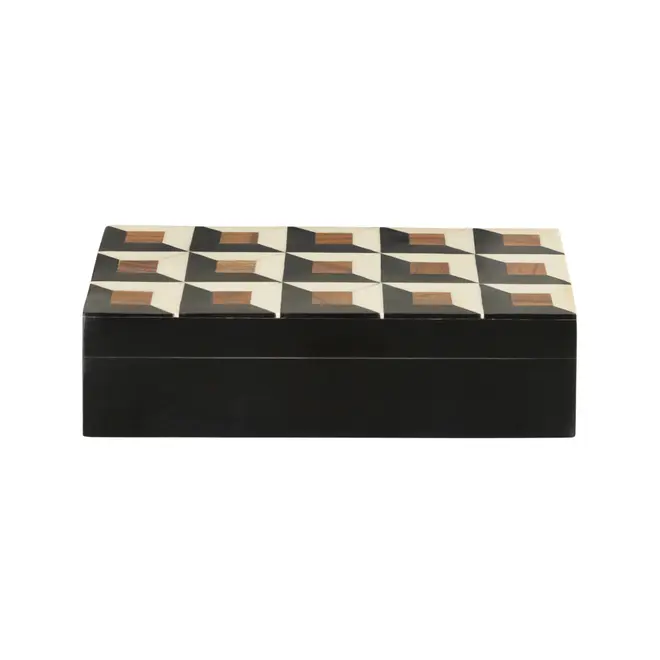 CAIXA 19 CM X 11 CM X 5 CM OBLIQUE - PRETO/BRANCO - Foto 1