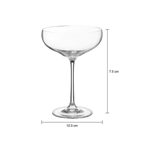 Imagem com medidas do produto TAÇA CHAMPANHE COQUETEL 290 ML GATSBY