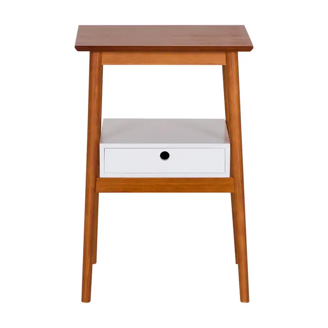 MESA DE CABECEIRA 1 GAVETA GALIA - NOZES/BRANCO - Foto 1