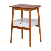 MESA DE CABECEIRA 1 GAVETA GALIA - NOZES/BRANCO - Foto 2