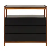 CÔMODA 3 GAVETAS 95 CM X 46 CM WIN - PRETO/NOZES - Foto 1