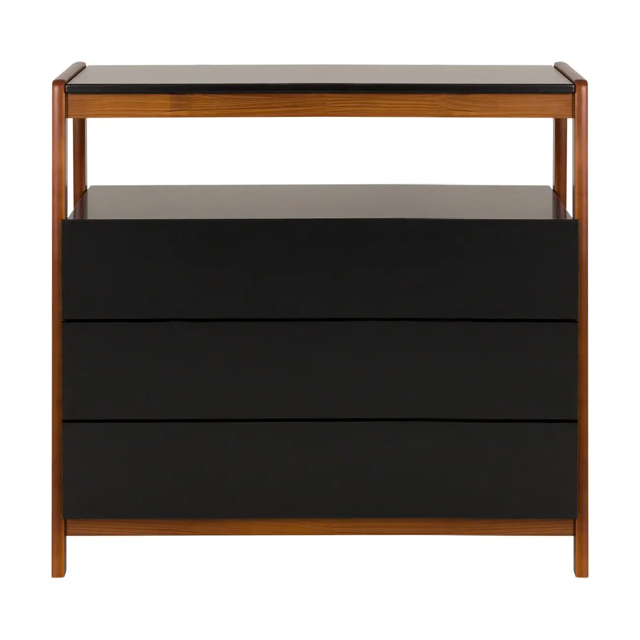 CÔMODA 3 GAVETAS 95 CM X 46 CM WIN - PRETO/NOZES - Foto 1