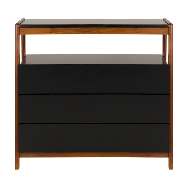 CÔMODA 3 GAVETAS 95 CM X 46 CM WIN - PRETO/NOZES - Foto 1
