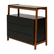CÔMODA 3 GAVETAS 95 CM X 46 CM WIN - PRETO/NOZES - Foto 2