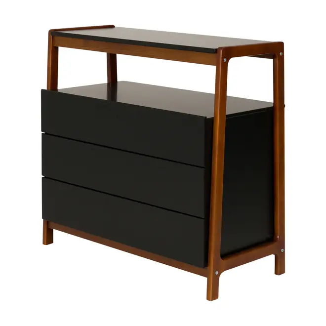 CÔMODA 3 GAVETAS 95 CM X 46 CM WIN - PRETO/NOZES - Foto 2