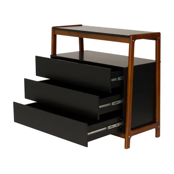 CÔMODA 3 GAVETAS 95 CM X 46 CM WIN - PRETO/NOZES - Foto 3