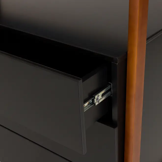 CÔMODA 3 GAVETAS 95 CM X 46 CM WIN - PRETO/NOZES - Foto 5