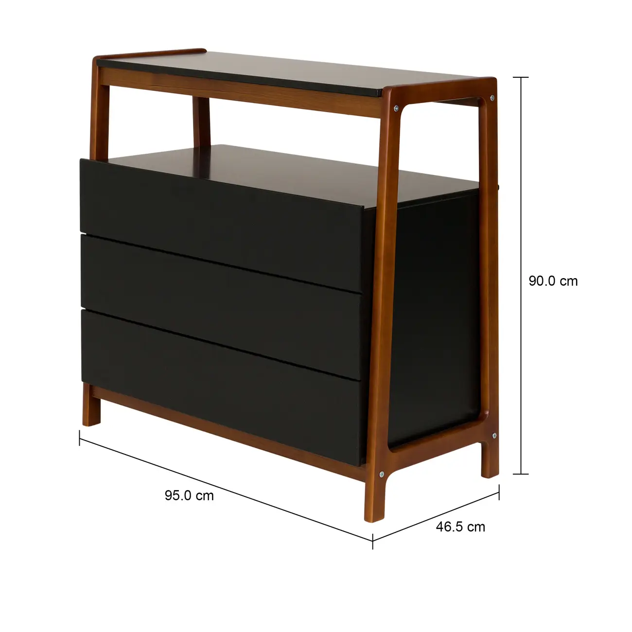 CÔMODA 3 GAVETAS 95 CM X 46 CM WIN - PRETO/NOZES - Foto 9