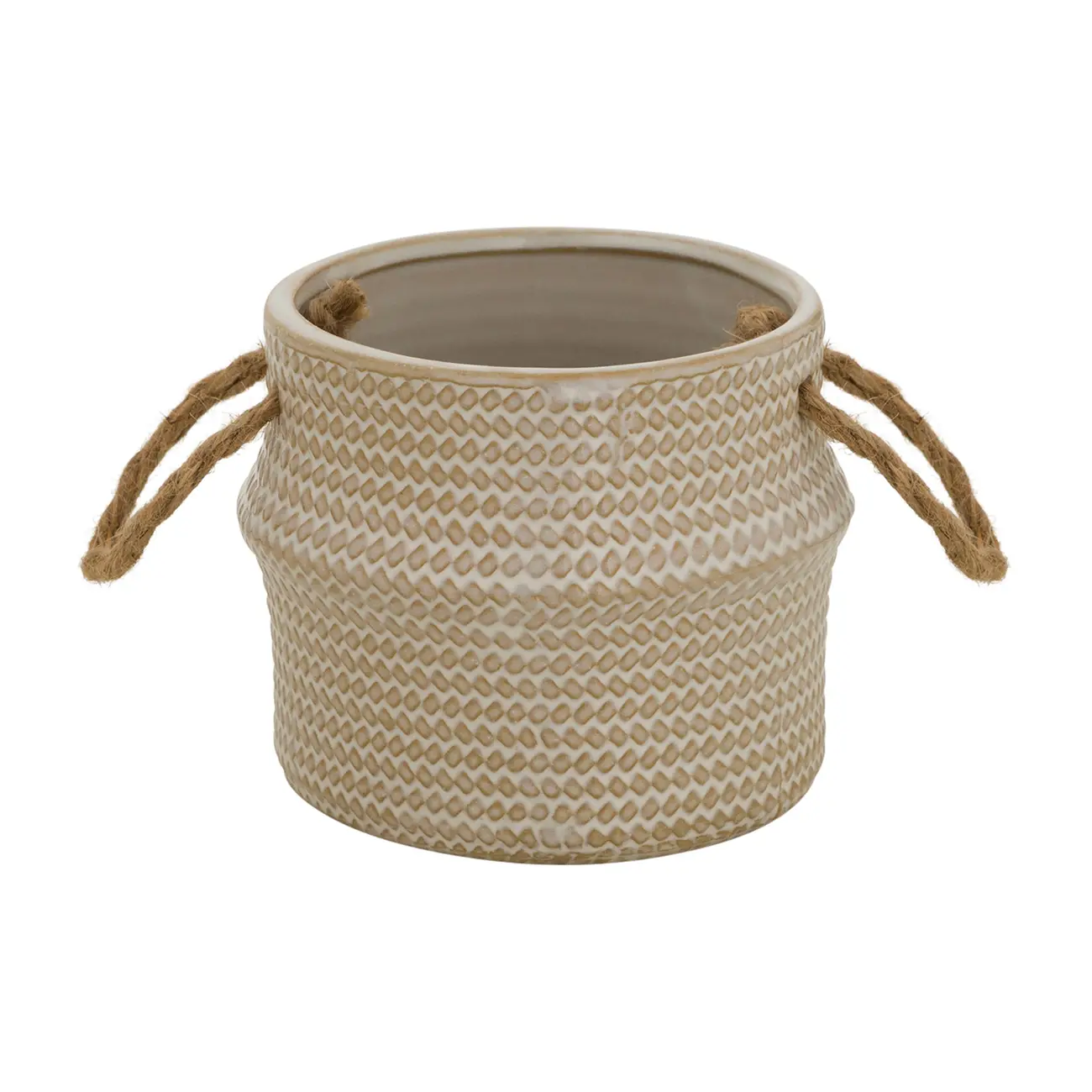 CACHEPÔ 9 CM FOLLIS - BRANCO/BEGE - Foto 1