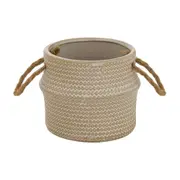 CACHEPÔ 9 CM FOLLIS - BRANCO/BEGE - Foto 1