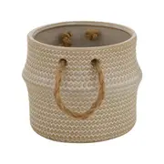CACHEPÔ 9 CM FOLLIS - BRANCO/BEGE - Foto 2