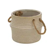 CACHEPÔ 9 CM FOLLIS - BRANCO/BEGE - Foto 3