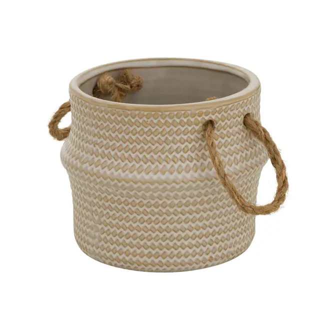 CACHEPÔ 9 CM FOLLIS - BRANCO/BEGE - Foto 3