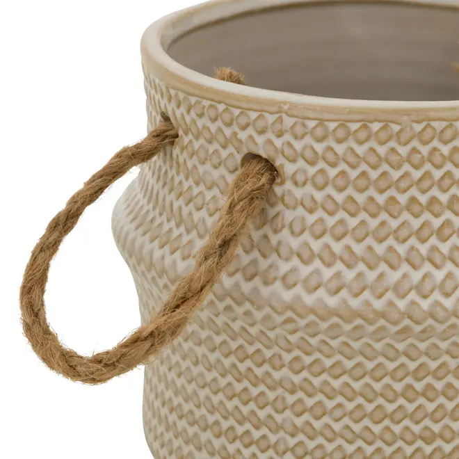 CACHEPÔ 9 CM FOLLIS - BRANCO/BEGE - Foto 4
