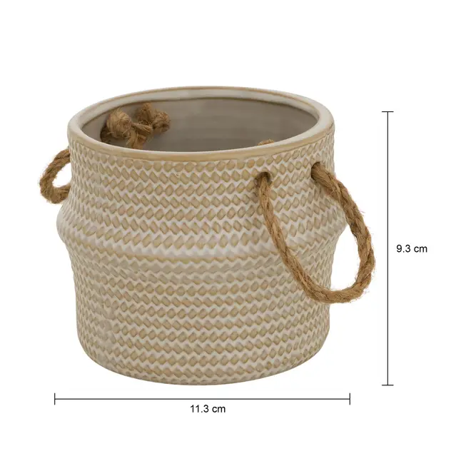 CACHEPÔ 9 CM FOLLIS - BRANCO/BEGE - Foto 7