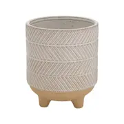 CACHEPÔ 16 CM FOLLIS - BRANCO/BEGE - Foto 1