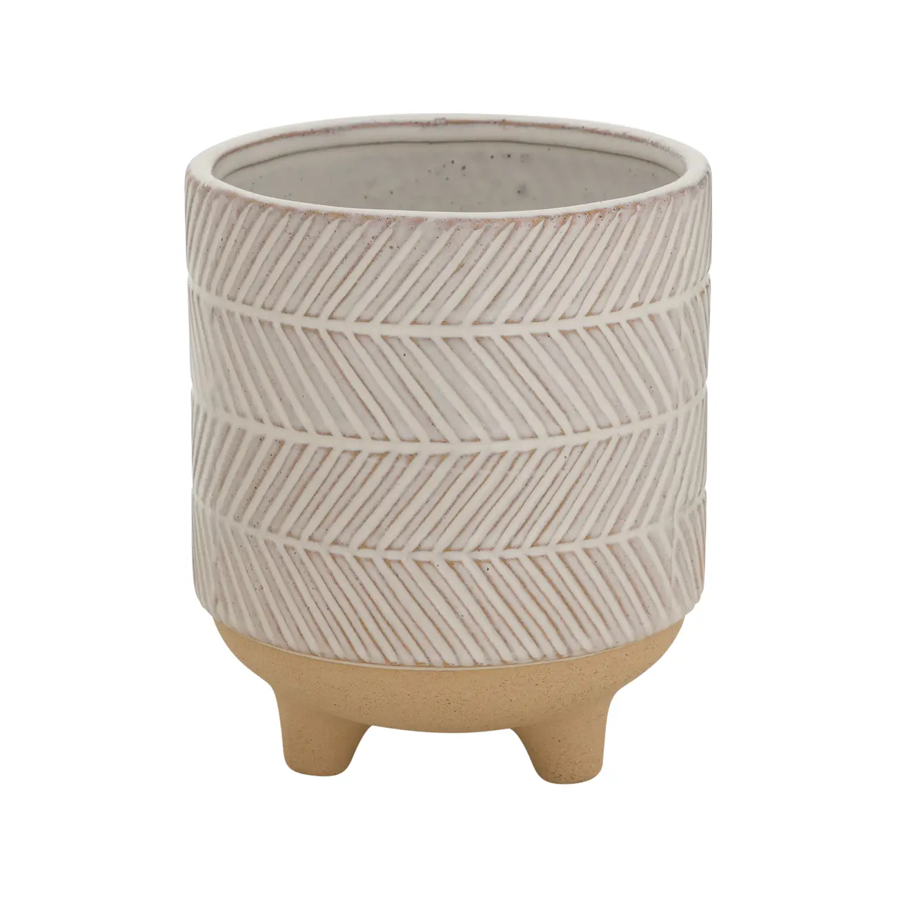 CACHEPÔ 16 CM FOLLIS - BRANCO/BEGE - Foto 1