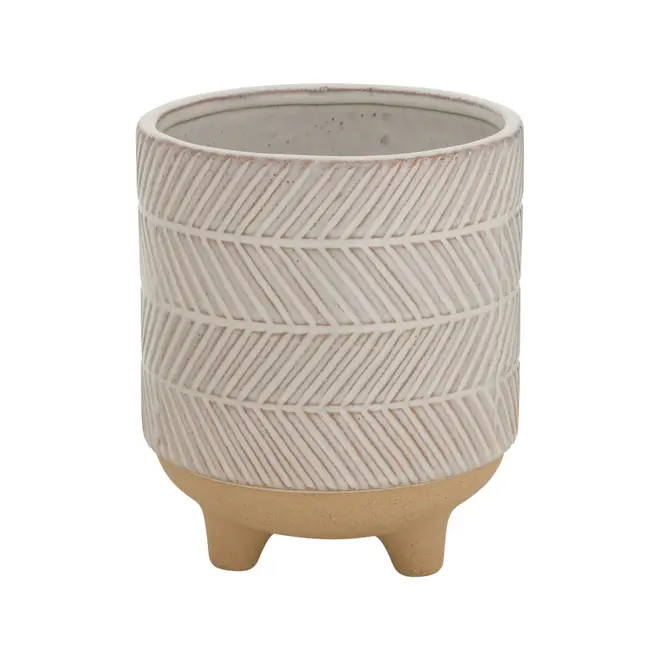 CACHEPÔ 16 CM FOLLIS - BRANCO/BEGE - Foto 1