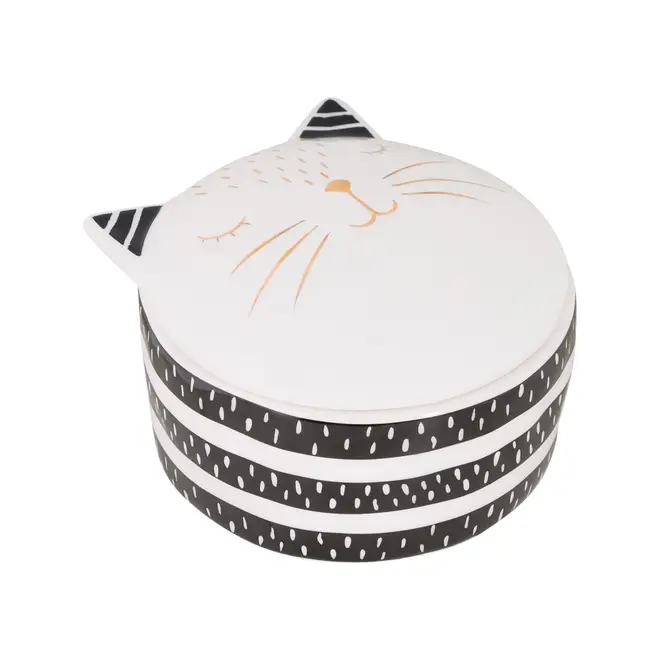PORTA-JOIAS CAT DELUXE FACE - BRANCO/PRETO - Foto 1