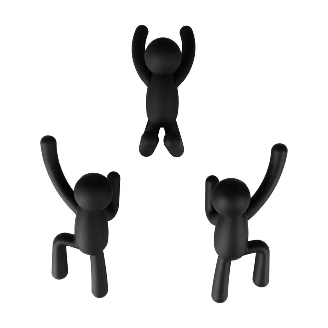 GANCHO DE PAREDE COM 3 BUDDY - PRETO - Foto 1