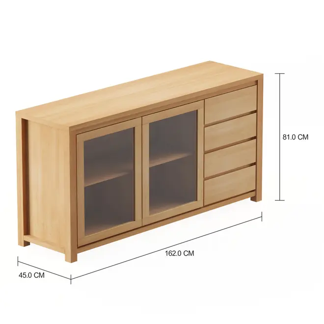 BUFFET 2 PORTAS/4 GAVETAS 1,62 M X 45 CM MASSY - AMÊNDOA/INCOLOR - Foto 5