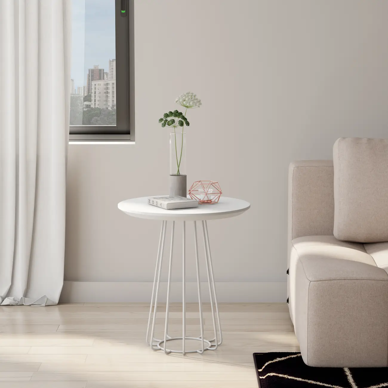 MESA LATERAL BAIXA REDONDA 50 CM JAYS - BRANCO/BRANCO - Foto 5