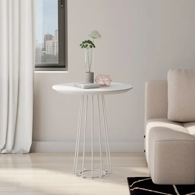 MESA LATERAL REDONDA 60 CM JAYS - BRANCO/BRANCO - Foto 5