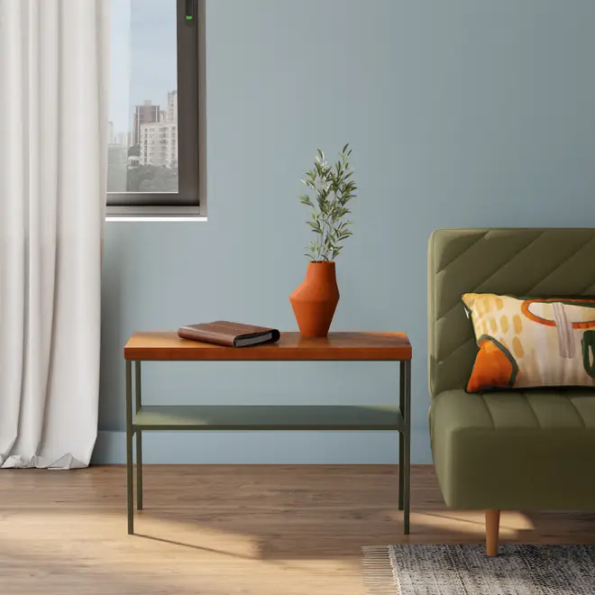 MESA LATERAL 70 CM X 25 CM SHELVES - MUSGO/NOZES - Foto 7