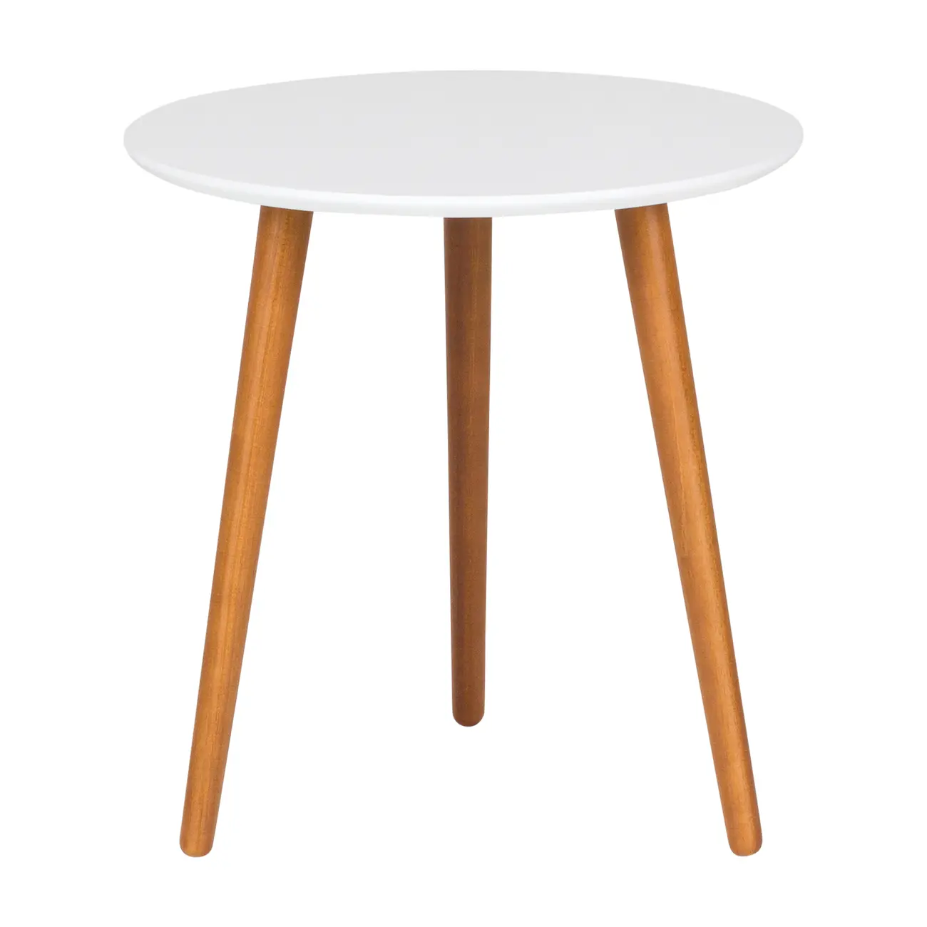 MESA LATERAL REDONDA 45 CM TRIWOOD - NOZES/BRANCO - Foto 1