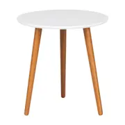 MESA LATERAL REDONDA 45 CM TRIWOOD - NOZES/BRANCO - Foto 1