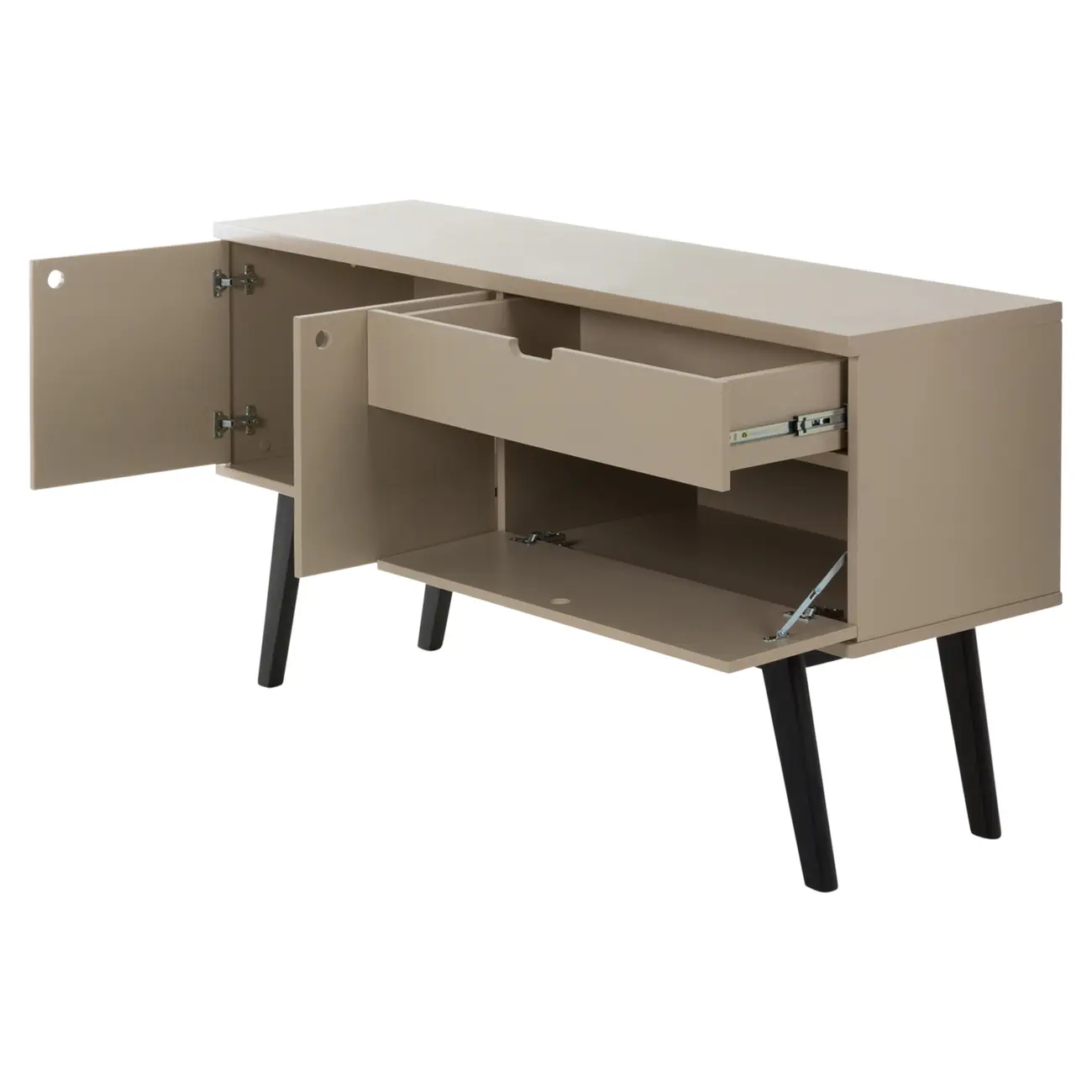 BUFFET 3 PORTAS/1 GAVETA 1,40 M X 40 CM BARTÔ - CAMELO/PRETO - Foto 4