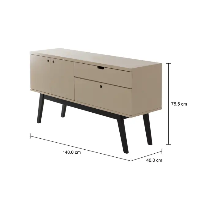 BUFFET 3 PORTAS/1 GAVETA 1,40 M X 40 CM BARTÔ - CAMELO/PRETO - Foto 11