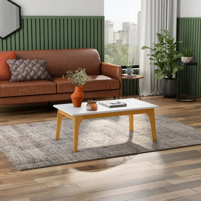 MESA DE CENTRO 90 CM X 50 CM ADAMS - NOZES/BRANCO - Foto 7