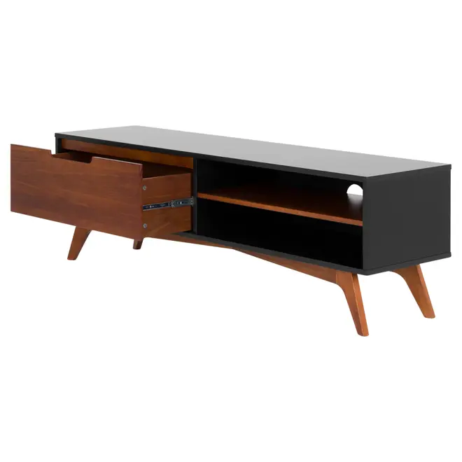 RACK 1 GAVETA 1,60 M X 40 CM ADAMS - PRETO/NOZES - Foto 2