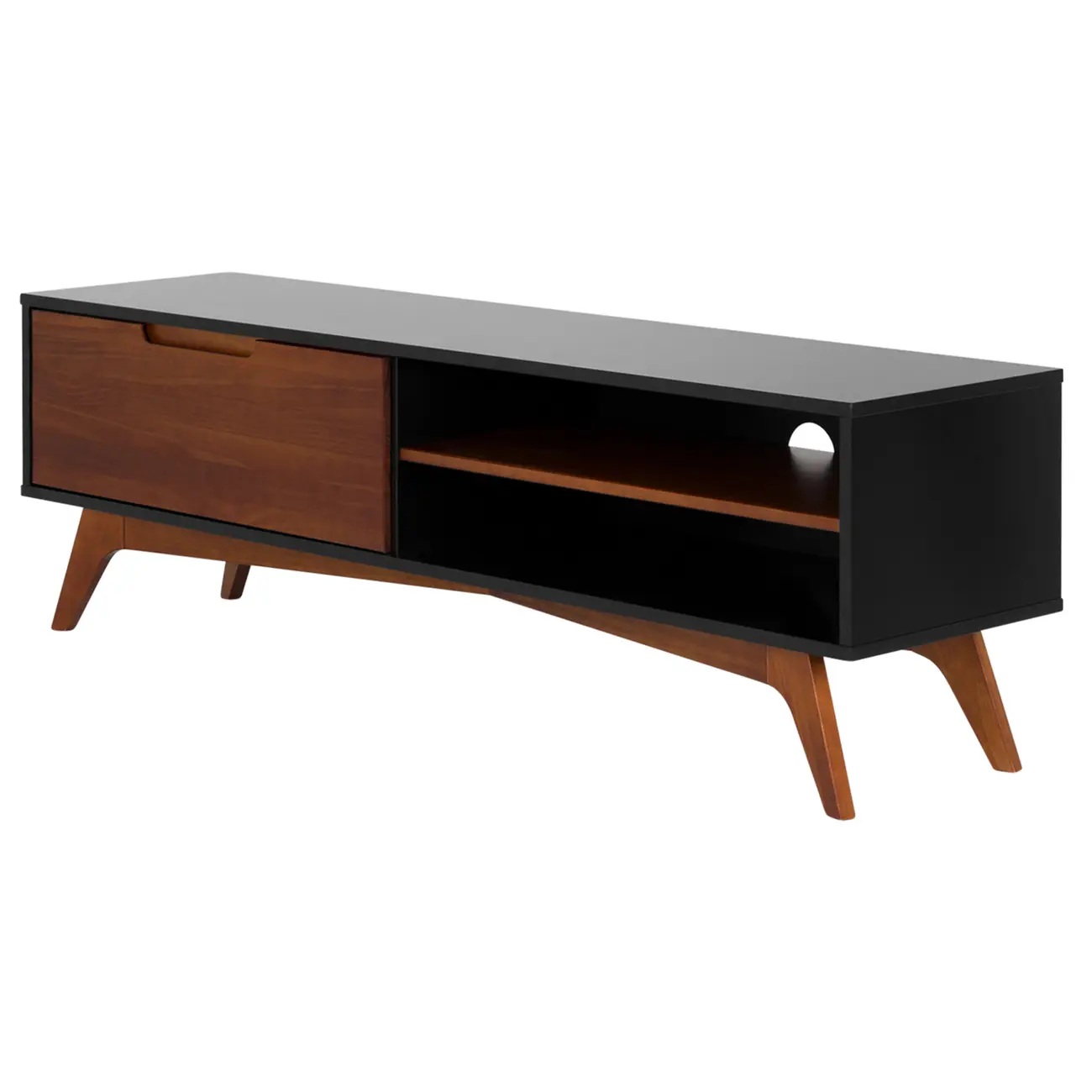 RACK 1 GAVETA 1,60 M X 40 CM ADAMS - PRETO/NOZES - Foto 3