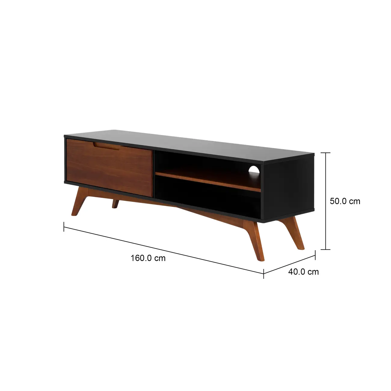 RACK 1 GAVETA 1,60 M X 40 CM ADAMS - PRETO/NOZES - Foto 8