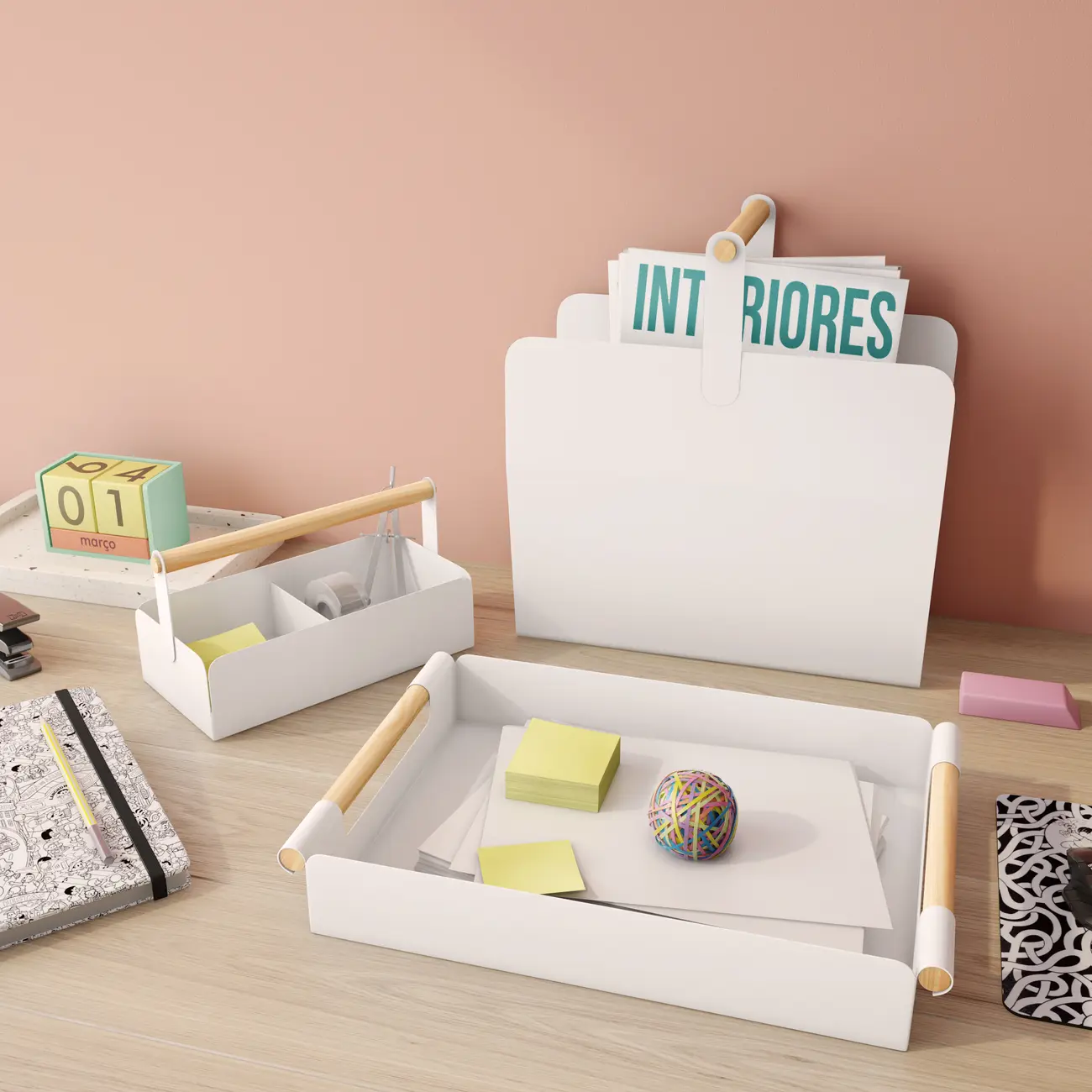 PORTA-OBJETOS FOLDING - BRANCO/PINUS NATURAL - Foto 6