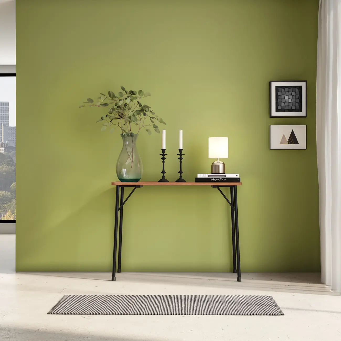 MESA APARADOR 1 M X 45 CM CLAVE - PRETO/EUCALIPTO - Foto 7
