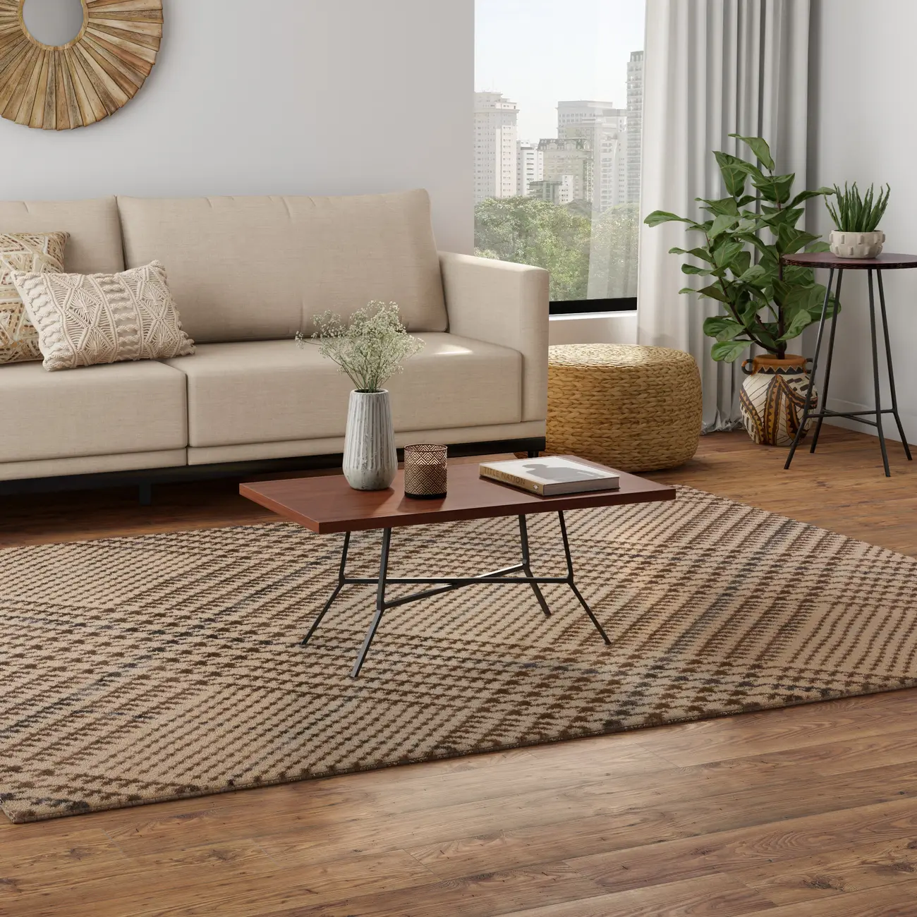 MESA DE CENTRO 80 CM X 45 CM JAHARI - PRETO/NOZES RÚSTICO - Foto 7