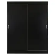 GUARDA-ROUPA DE CASAL 2 PORTAS DE CORRER 1,60 M FLOW - PRETO/BRANCO - Foto 1