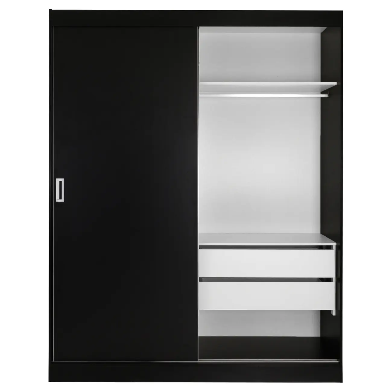 GUARDA-ROUPA DE CASAL 2 PORTAS DE CORRER 1,60 M FLOW - PRETO/BRANCO - Foto 5