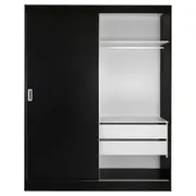 GUARDA-ROUPA DE CASAL 2 PORTAS DE CORRER 1,60 M FLOW - PRETO/BRANCO - Foto 5