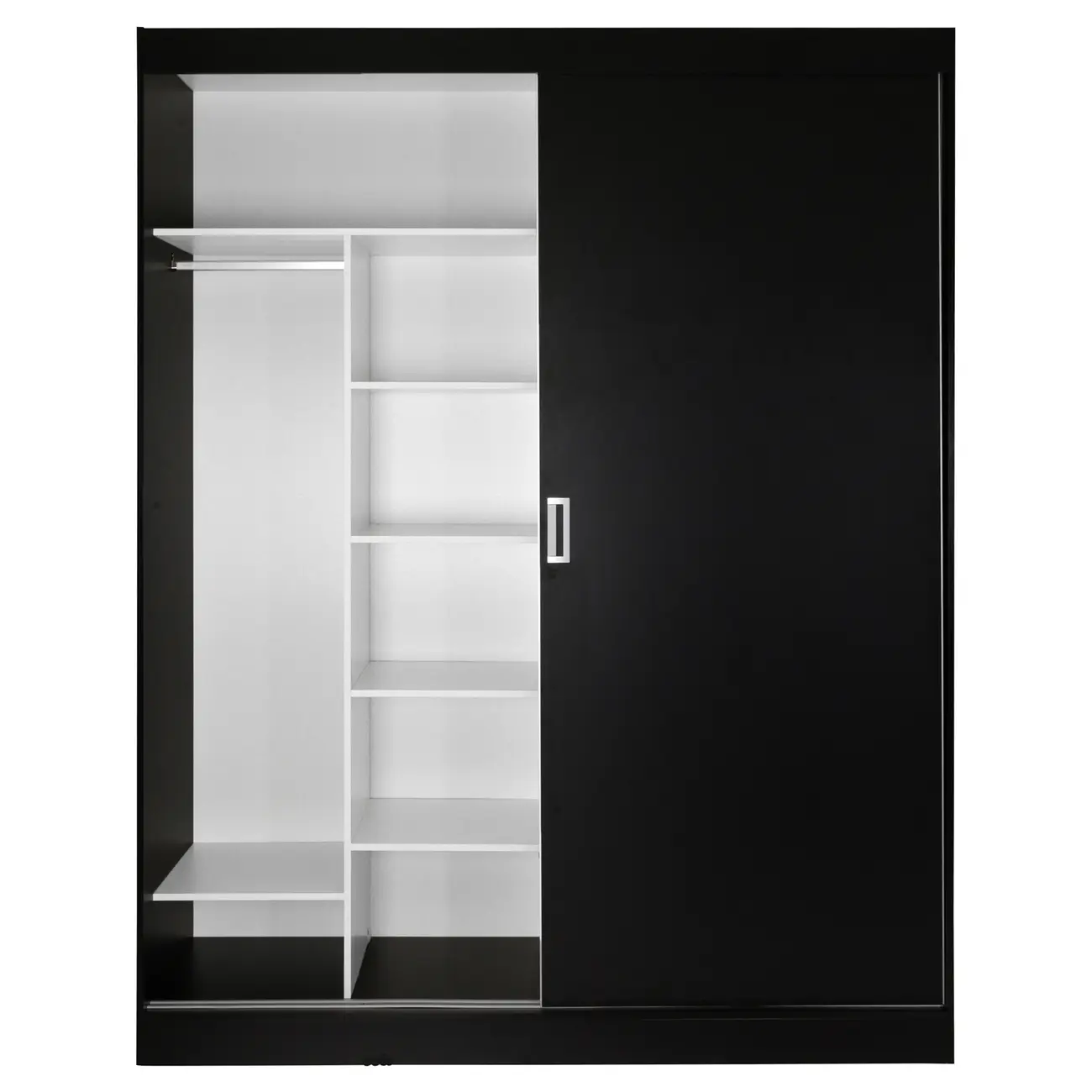 GUARDA-ROUPA DE CASAL 2 PORTAS DE CORRER 1,60 M FLOW - PRETO/BRANCO - Foto 6