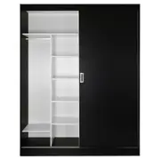 GUARDA-ROUPA DE CASAL 2 PORTAS DE CORRER 1,60 M FLOW - PRETO/BRANCO - Foto 6