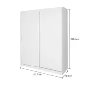 GUARDA-ROUPA DE CASAL 2 PORTAS DE CORRER 1,80 M FLOW - BRANCO - Foto 13