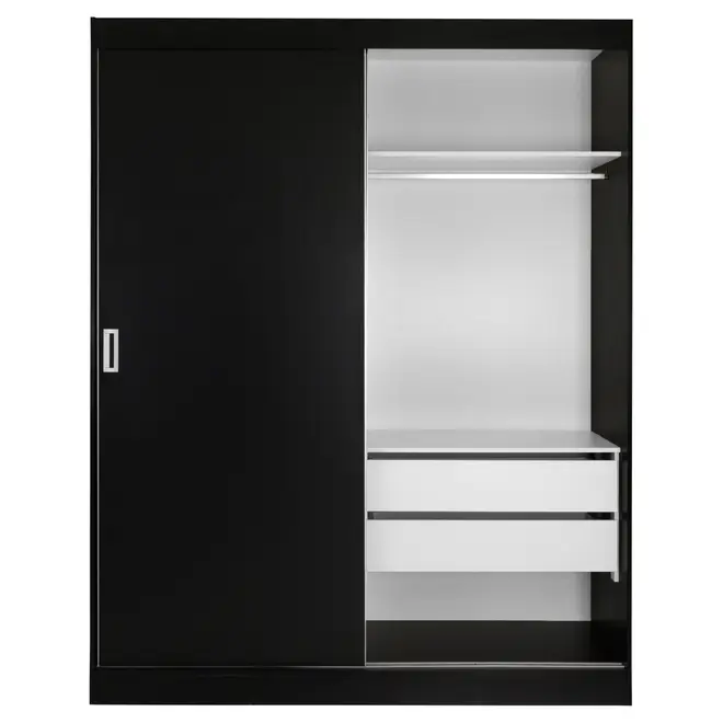 GUARDA-ROUPA DE CASAL 2 PORTAS DE CORRER 1,80 M FLOW - PRETO/BRANCO - Foto 5
