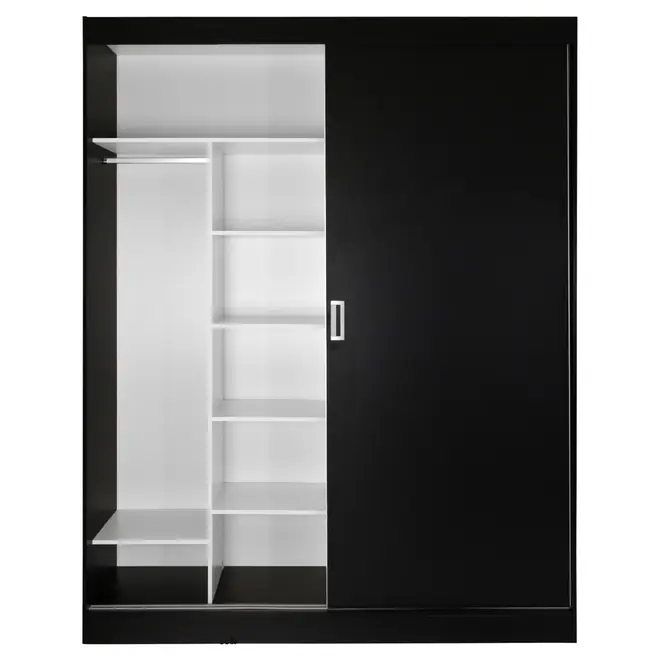 GUARDA-ROUPA DE CASAL 2 PORTAS DE CORRER 1,80 M FLOW - PRETO/BRANCO - Foto 6
