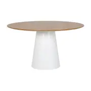 MESA DE JANTAR REDONDA 1,35 M MAK WOOD - BRANCO/FREIJÓ - Foto 1